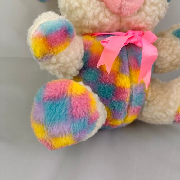 House Of Lloyd Wool Plush Lamb Pastel Colorblock Stuffed Animal Sheep Vtg Easter - Picture 3 of 6